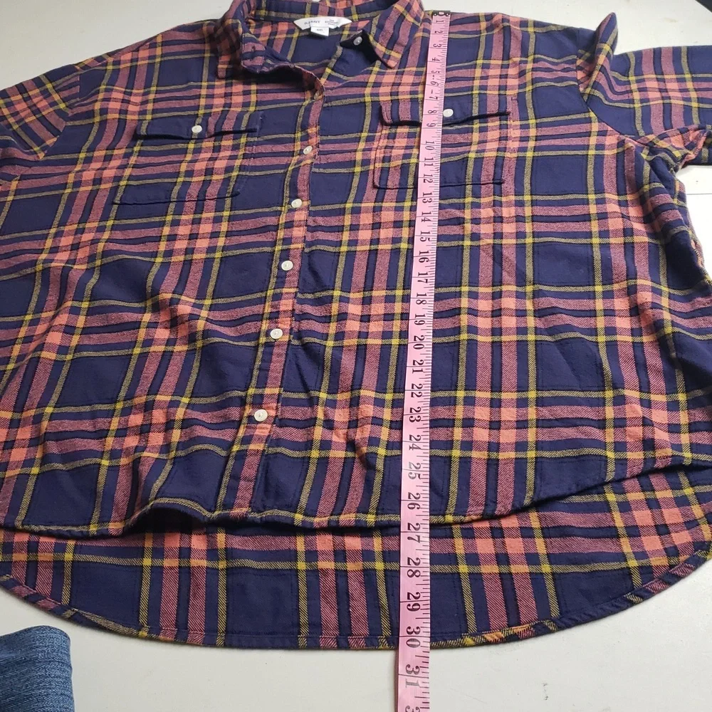 Old Navy The Boyfriend 100% Cotton Flannel Button Up Shirt Size XXL Western - Picture 11 of 13